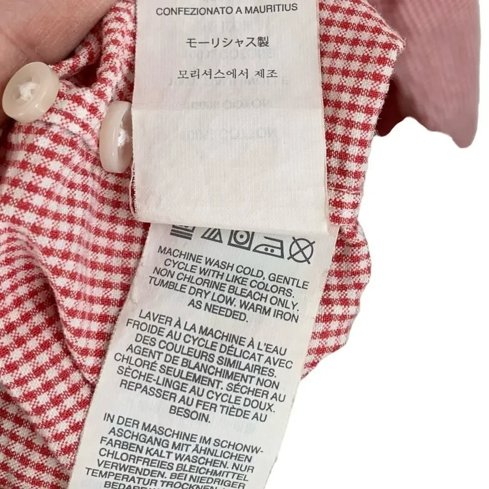 J Crew Red Gingham Button Down Shirt Classic Preppy Men Large Slim